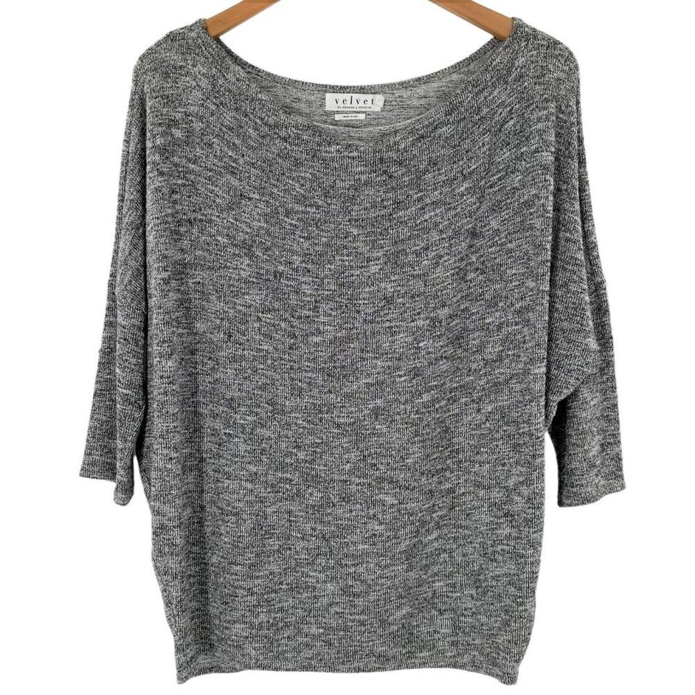 Velvet by Graham & Spencer Silver Metallic Draped Neck Sweater Size Medium